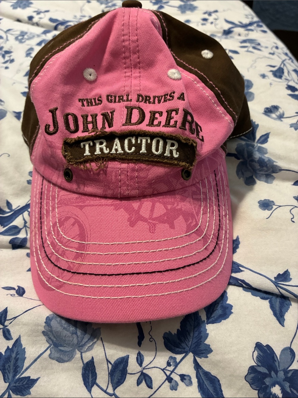John Deere Pink and Brown Girls Tractor Hat
